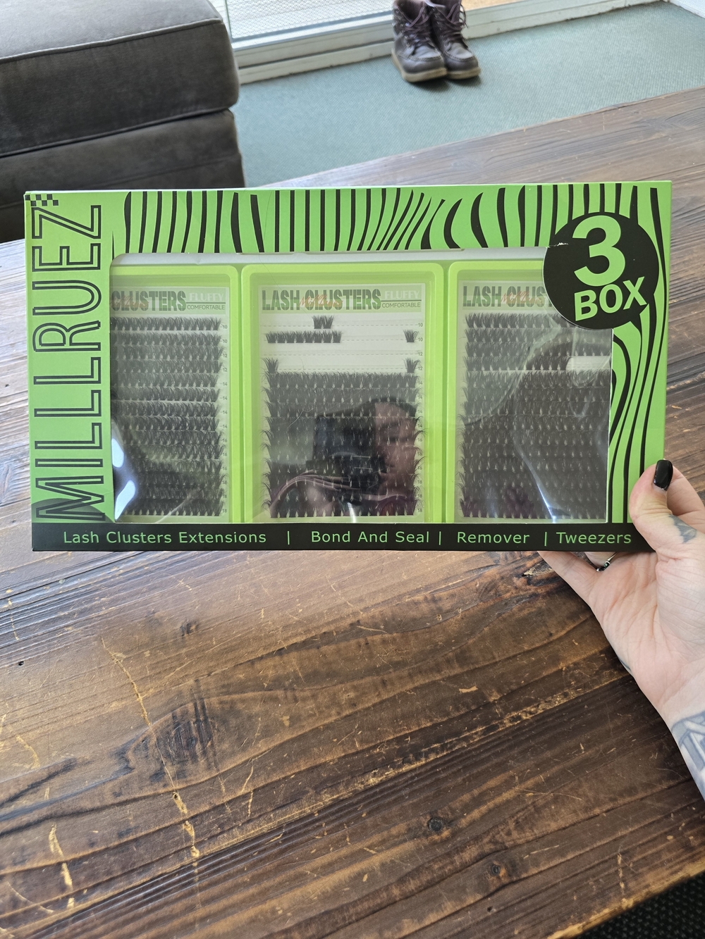 Milleruez Green Lash Clusters Extensions 3-Box Set